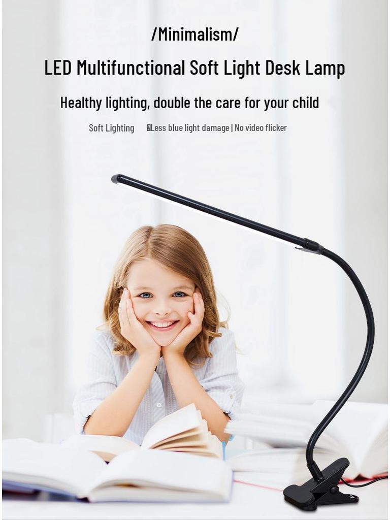 LED USB Eye Protection Clip-On Desk Lamp - Perfect for Dorms, Study, and Bedside Reading