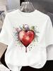 (Asian Size) cartoon Short Sleeve T-shirts Women's Top O-neck T Shirt Print Merry Christmas Fashion Casual New Year Clothing Graphic Tee