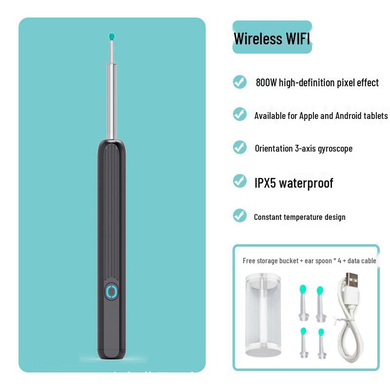 Wireless Smart Visual Ear Pick Endoscope with LED Light