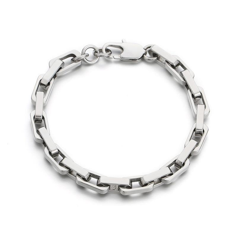 Fashion Commuting Bold O-chain Stainless Steel Bracelet Niche Cuban Chain Men's Plain Chain Necklace