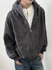 Unisex Striped Velour Hooded Cardigan Sweatshirt, Autumn/Winter, National Trend, Loose Fit, Versatile Zip-Up Jacket
