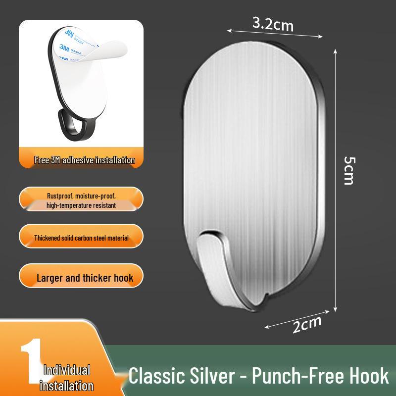 Carbon Steel No-Drill Adhesive Hook for Kitchen and Wall Hanging