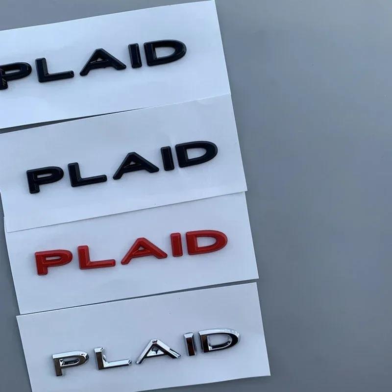 Plaid Logo Stickers for Tesla Model 3 S X Y ABS Zinc Alloy Decals PLAID Badge Version Performance Trunk Emblem Car Decoration