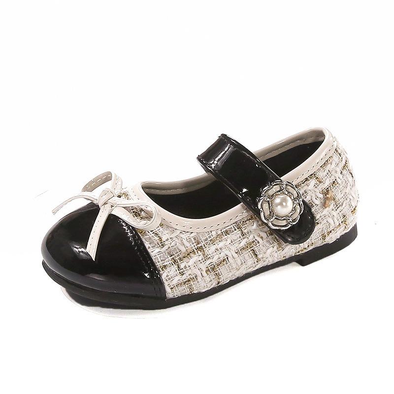 Korean Style Solid Color Princess Mary Jane Leather Shoes For Girls Kids