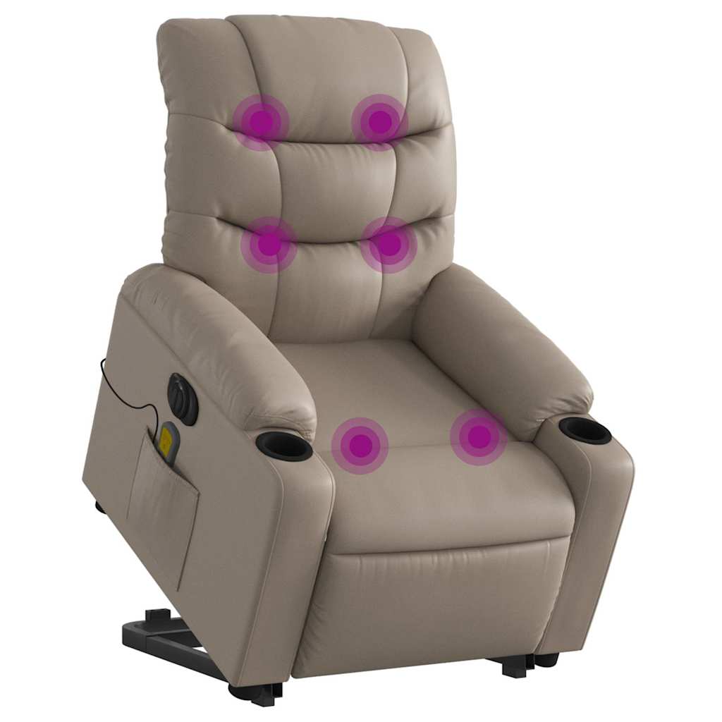Electric Massage Recliner with Rising Assistance Cappuccino Faux Leather