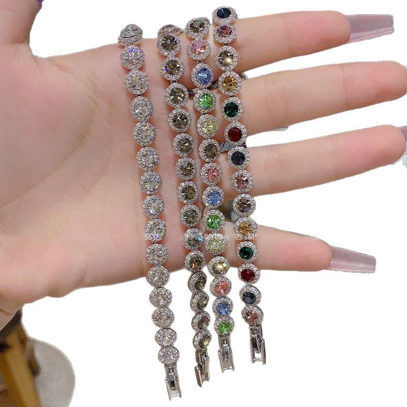 Zircon Round Simple Bracelet Temperament Bracelet Light Luxury High-End Jewelry Women