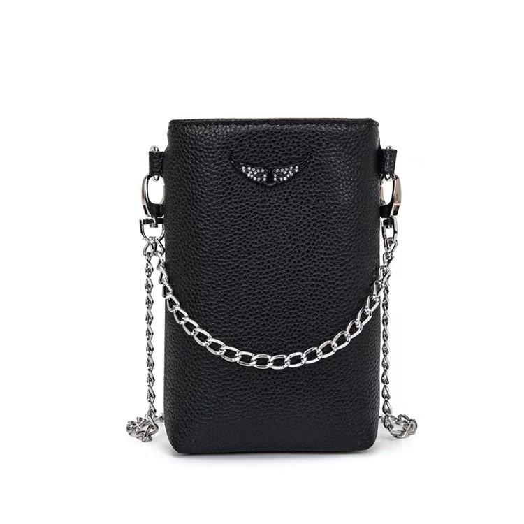 Shoulder Crossbody Simple Bag With Chain And Wing Rhinestone Decor For Daily