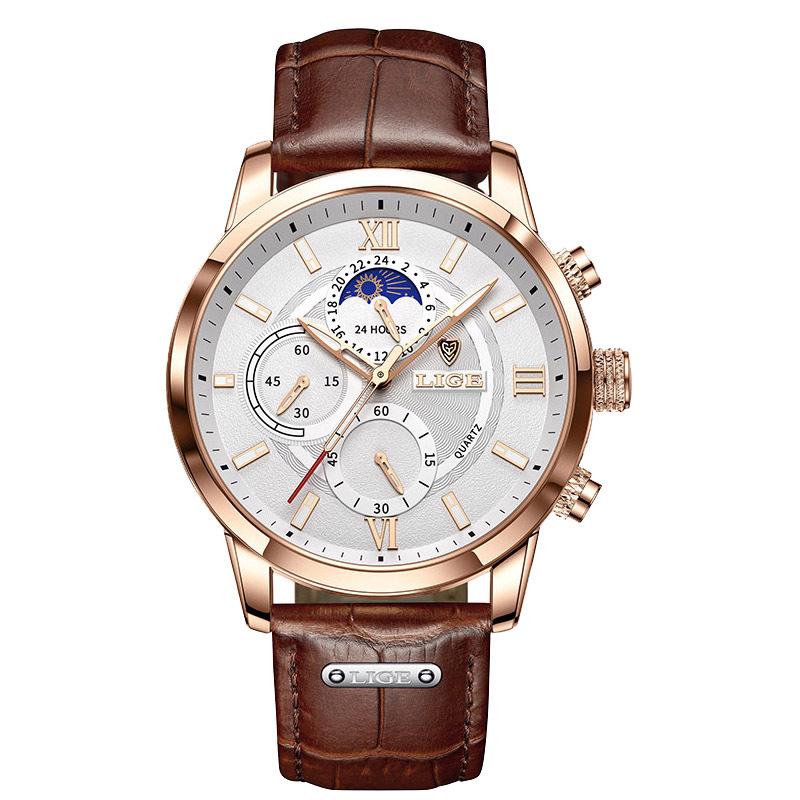 LIGE 2021 Multifunction Waterproof Quartz Chronograph Watch