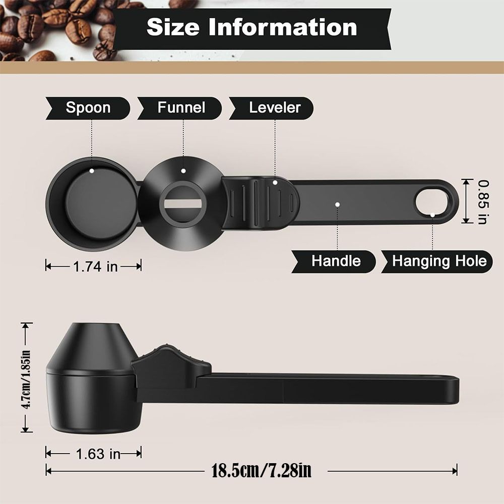 Durable No Spill Coffee Scoop Reusable Sliding Protein Powder Spoon Coffee Funnel Kitchen Gadgets
