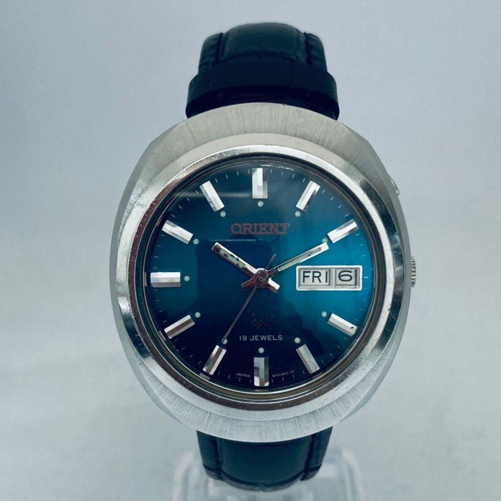 Used [Men's Watch] Rare ORIENT AAA 19JEWELS Blue Gradient Dial Day Date G104960 Vintage