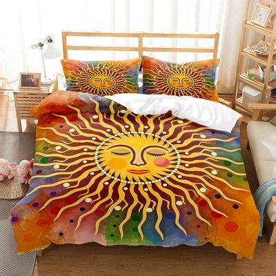 Set Copripiumino con Motivo Solare Matrimoniale Singolo Full Size Set Biancheria da Letto Stile Boemo per Ragazzi Adulti Decorazione Camera da Letto con Federe