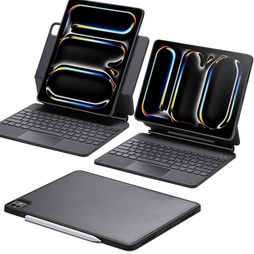 Pouzdro ESR pro iPad Pro 13 M4 2024 s klávesnicí, snadno sestavitelný magnetický stojánek, režim na výšku, režim na šířku, odnímatelné ochranné pouzdro Rebound 360, řada Black