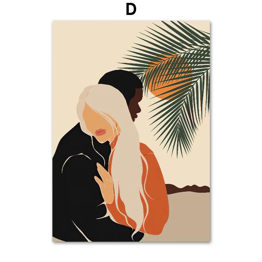 Abstract Black Girl Beach Palm Vacation Wall Art Canvas Painting Nordic Posters And Prints Wall Pictures For Living Room Decor