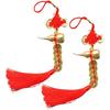 2 Pcs Copper Gourd Decorations Chinese Style Pendant Spring Festival Home Wall Door Hanging New Year Supplies Bonsai Tassel