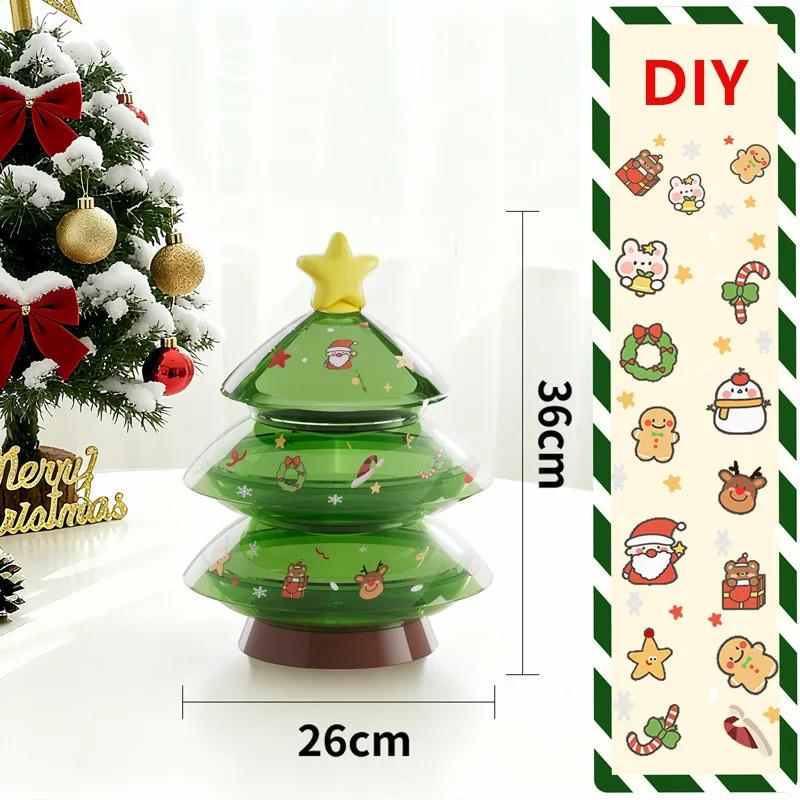 

Конфетницы для гостиной, многоярусные, мультяшная рождественская елка, фруктовница, рождественское украшение, высокоэстетичная настольная тарелка для сухофруктов