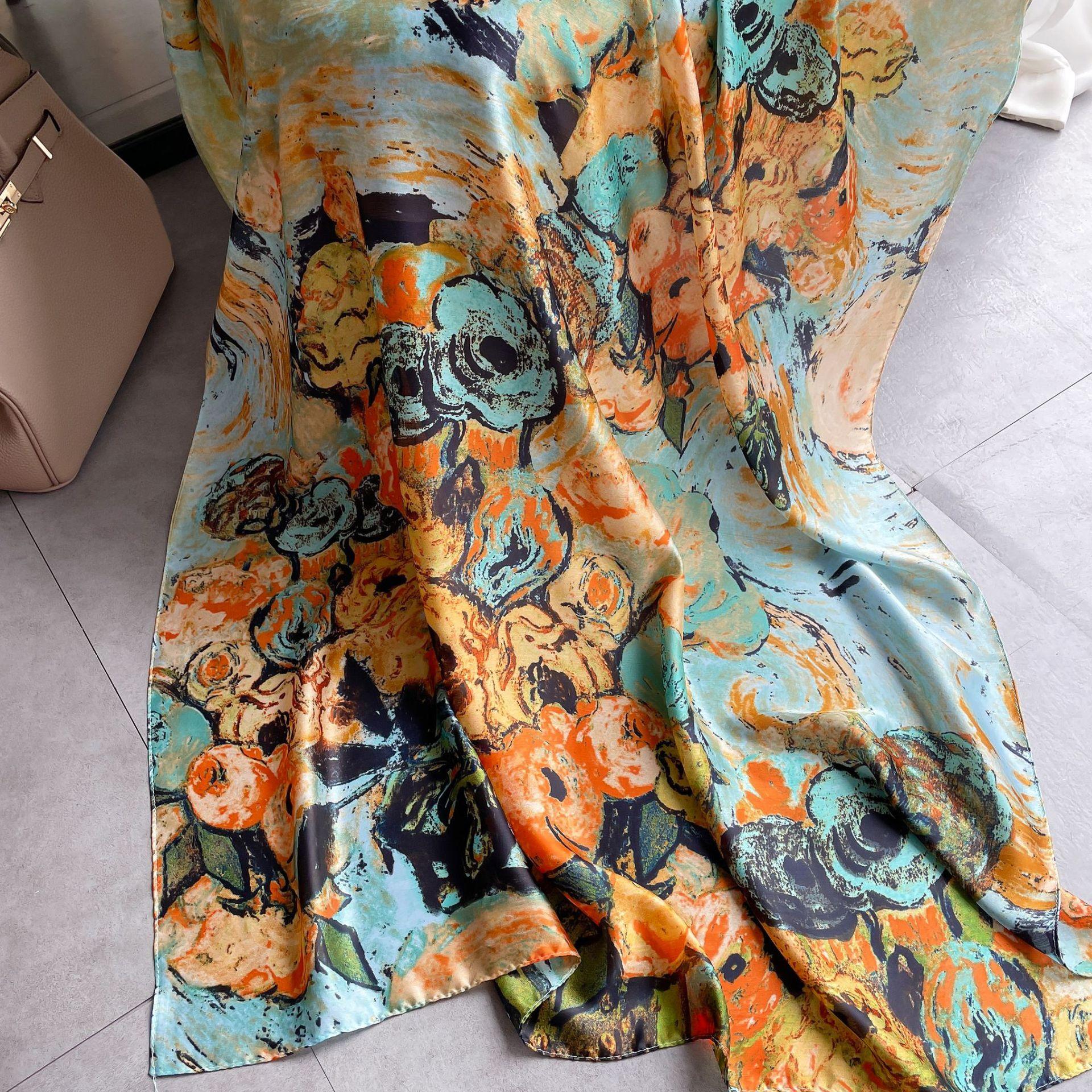 

Высококачественные роскошные шелковые шарфы, повязка на голову, шарфы, шейный шарф для женщин, шелковый шарф с цепочкой, женская декоративная шаль 180-90cm