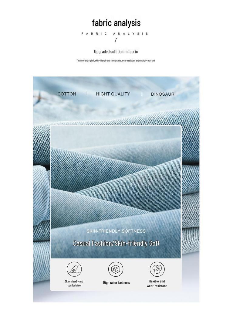 Ljusblå Wide-Leg Jeans med Hög Midja för Kvinnor - Våren 2025 Smalande Lös Passform Rak Ben Design