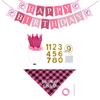 Pet Birthday Party Decoration Kit Dog Bandana Hat Banner Flag Number Set Includes Balloons Bow Tie Tape Suitable for Pet Celebrations