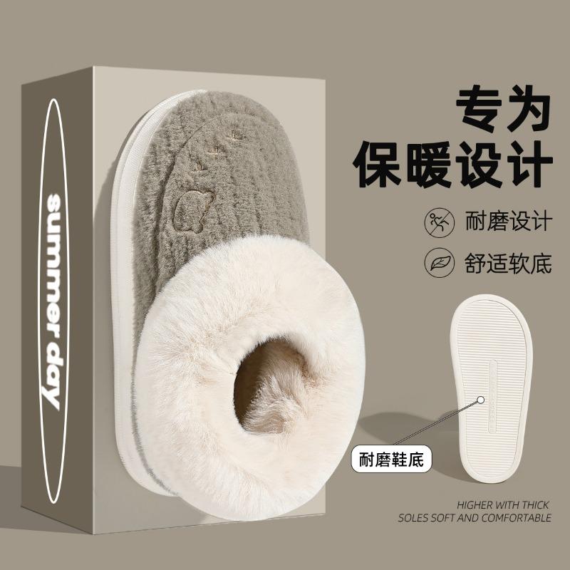 

High-top cotton slippers women s winter indoor home new bag heel piled thickened warm outer cotton shoes 44-45 колір темно кави