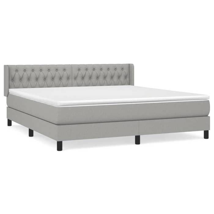 3129969 vidaXL Lit à sommier tapissier avec matelas Gris clair 180x200cm Tissu