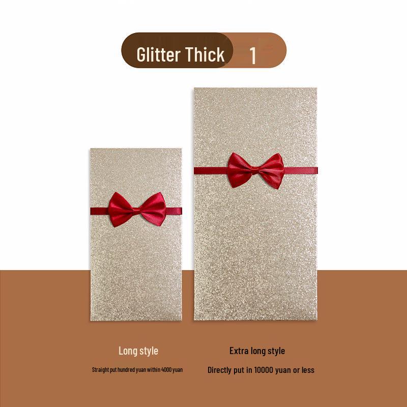 Gold Bowknot Personalized Red Envelope for Weddings & Birthdays 1 Long