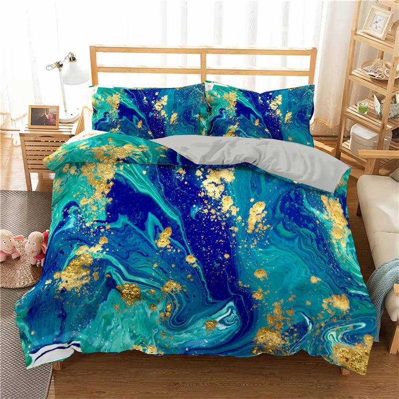 Abstract Marble Bedding Set Bronzing Marble Texture 3D Print Duvet Cover Set Microfiber Comforter Cover King Queen For Men Women