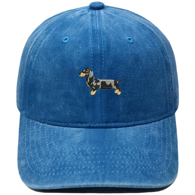 Spotted Dachshund Embroidered Baseball Cap Washed Vintage Daddy Hat Pet Lovers Outdoor Dog Walking Shade