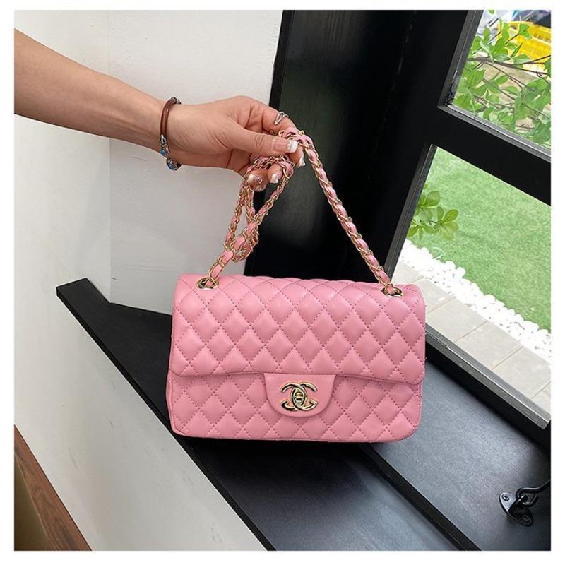 

Сумка Жіноча Нова Сумка Через Плече Сумка-Кросбоді Преміум Шкіра Ромбовидна Сумка на Ланцюжку Жіноча 1 рожевий