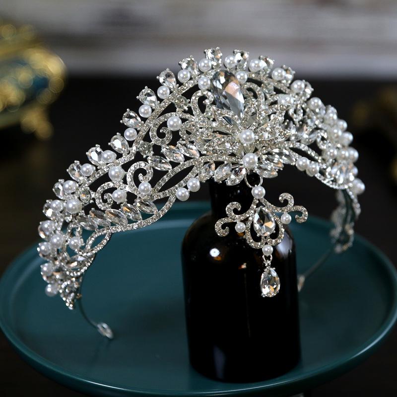 

Pearl New European Style Luxury Bridal Wedding Crown Headdress Crystal Crown Tiara Hair Accessories Main Wedding Accessories