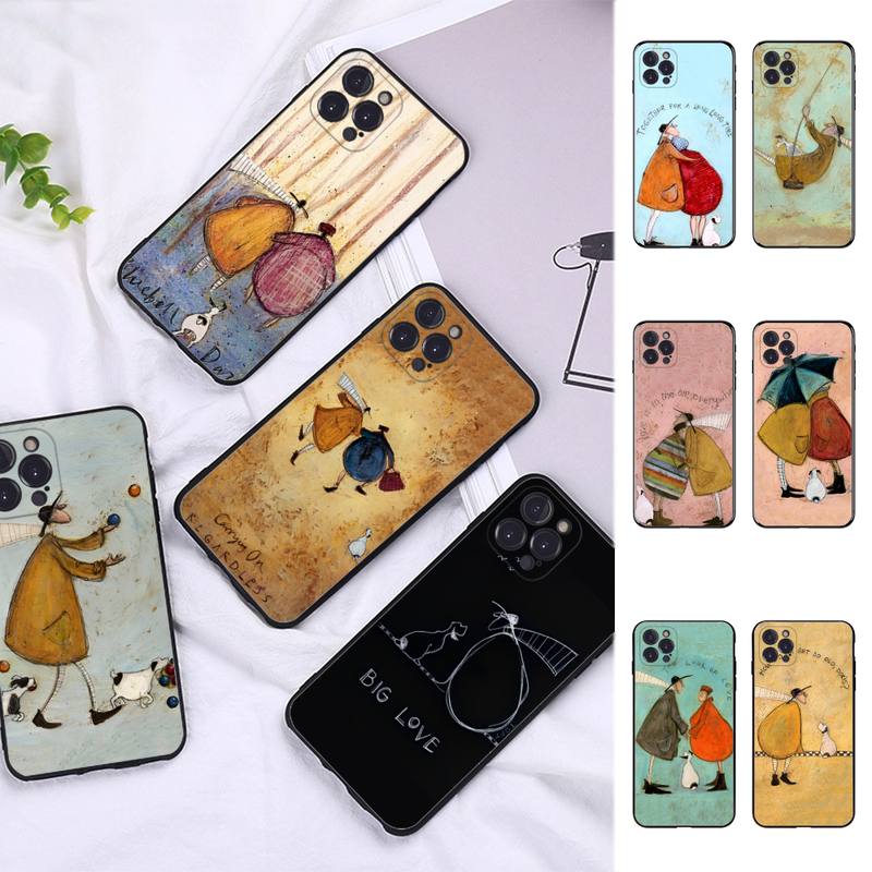 

Sam Toft Art Abstract Landscape Love Dogs Pet Phone Case for iPhone 11 12 13 Mini Pro Max 8 7 6 6S Plus X 5 SE 2020 XR XS Funda