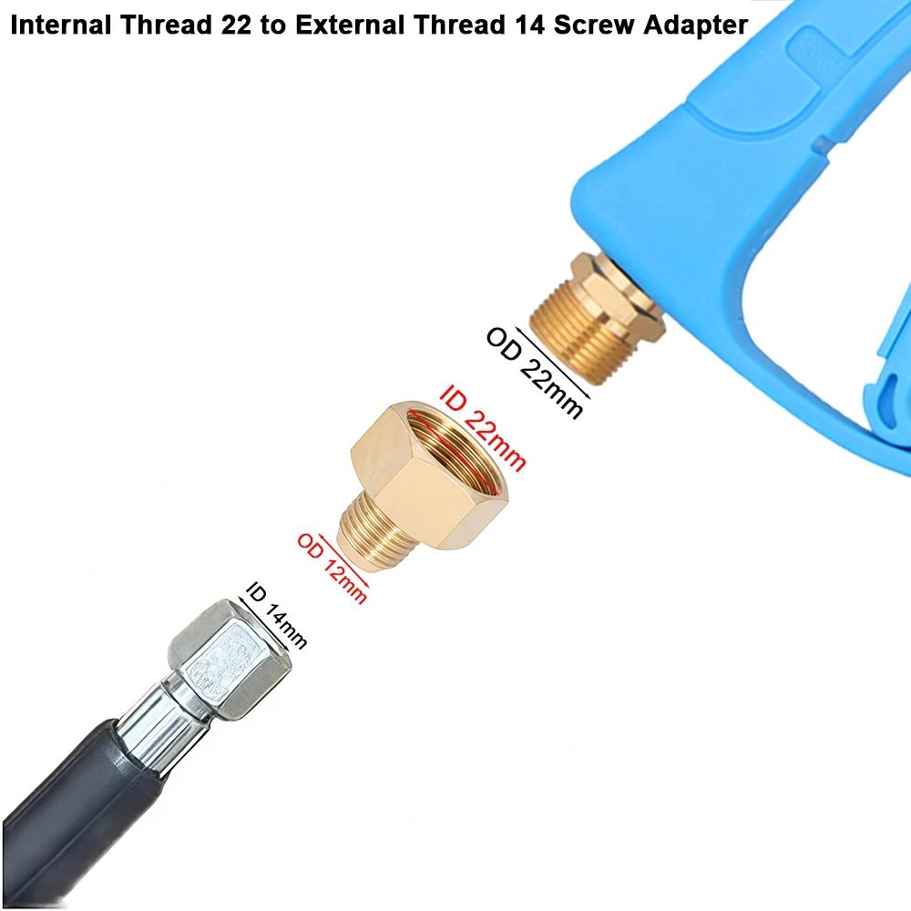 M22 Female to M14 Male Brass Adapter Pressure Washer Connector Quick Connect Fitting for High Pressure Gun Hose 4500 PSI