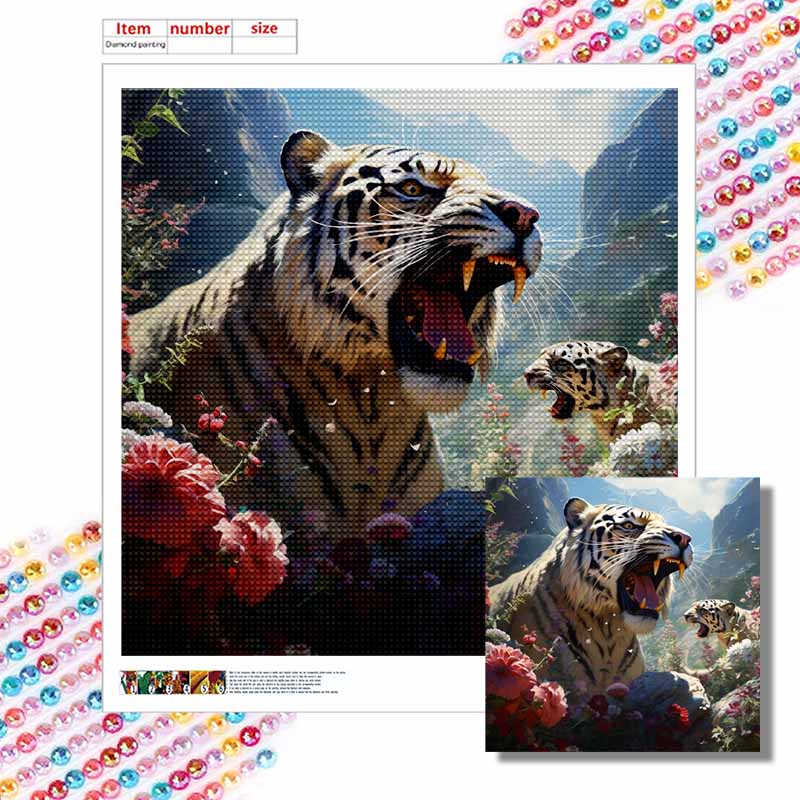 New Arrival 5D DIY Full Circle Diamond Painting "Tiger Roar" Embroidery Cross Stitch Home Decor Gift