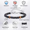 Xiaomi Vnox Men Adjustable Beaded Bracelet, Natural Tiger Eye Obsidian Hematite Stone Stainless Steel Chain Healing Energy Jewelry Gift