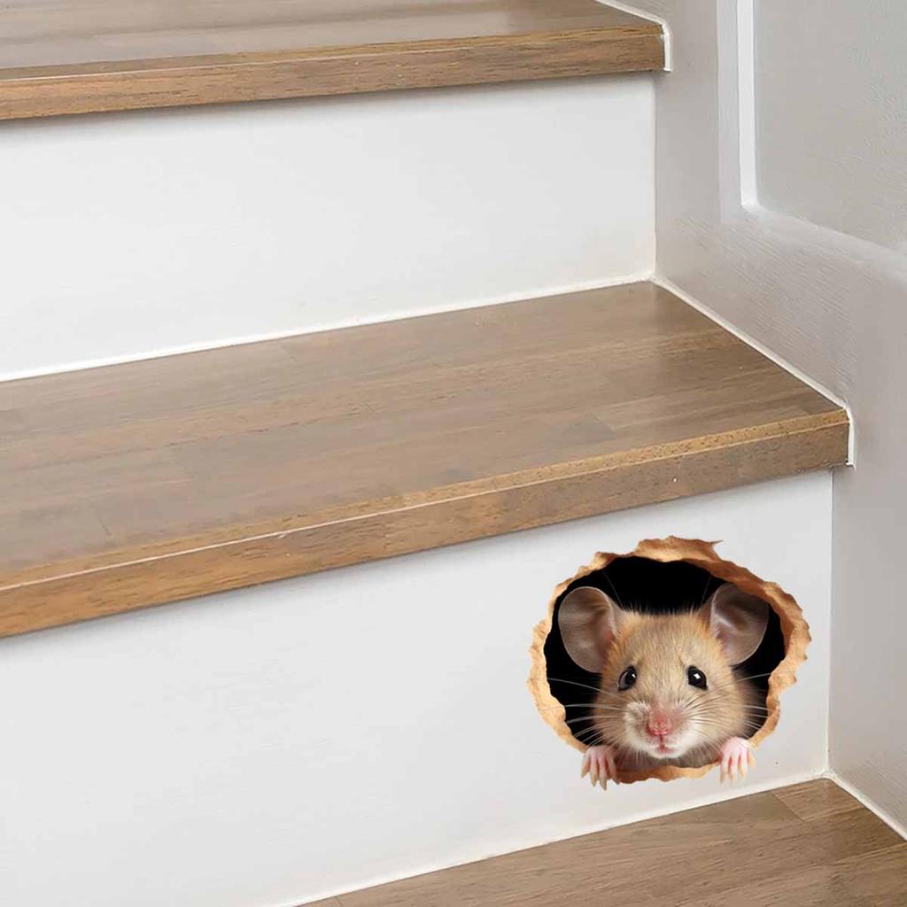 1PC Creative Mouse Hole Wall Sticker a Cute Mouse Design That Peeks Through a Hole Used for Fun Home Decoration in Living Room