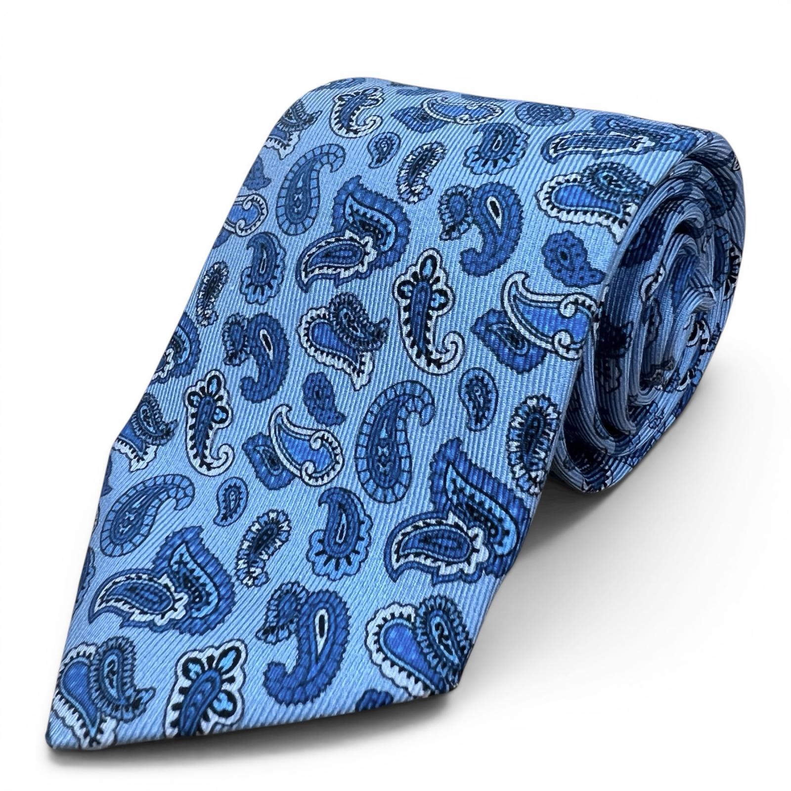 Pristine ETRO tie Paisley Pattern Kashmir Pattern blue silk mens Used