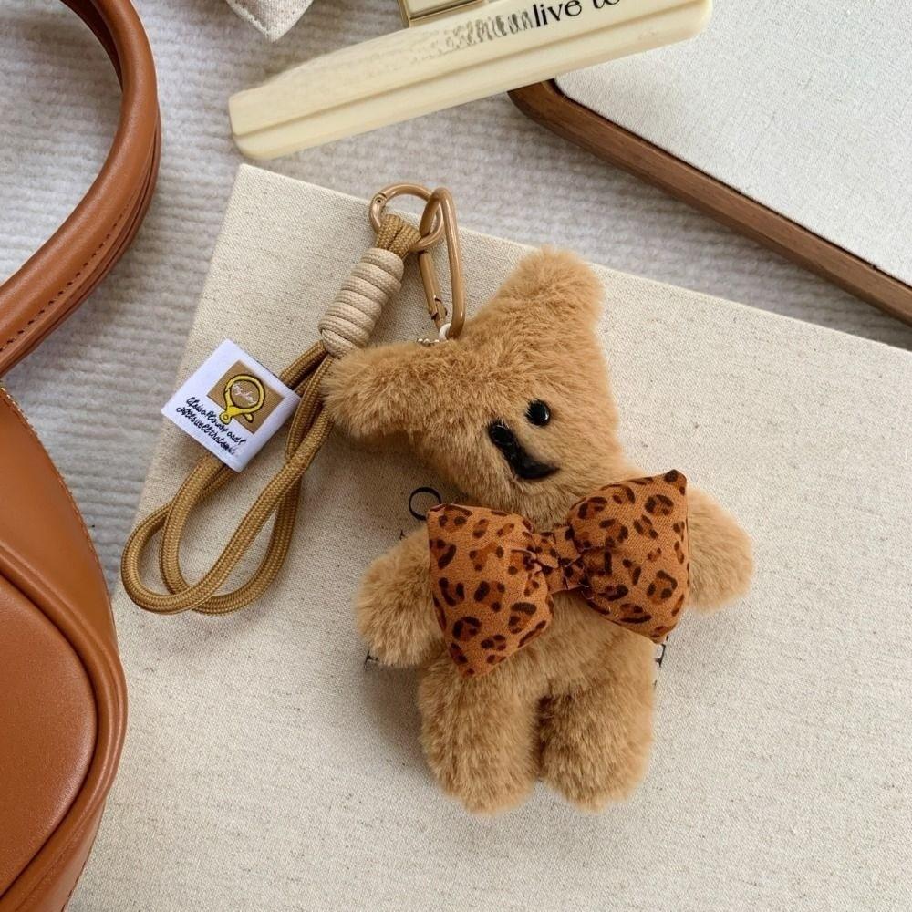 Cute Soft Bear Bag Charm Brown Cartoon Doll Keychain Handmade Craft Bag Hanging Cartoon Keychain Key Holder
