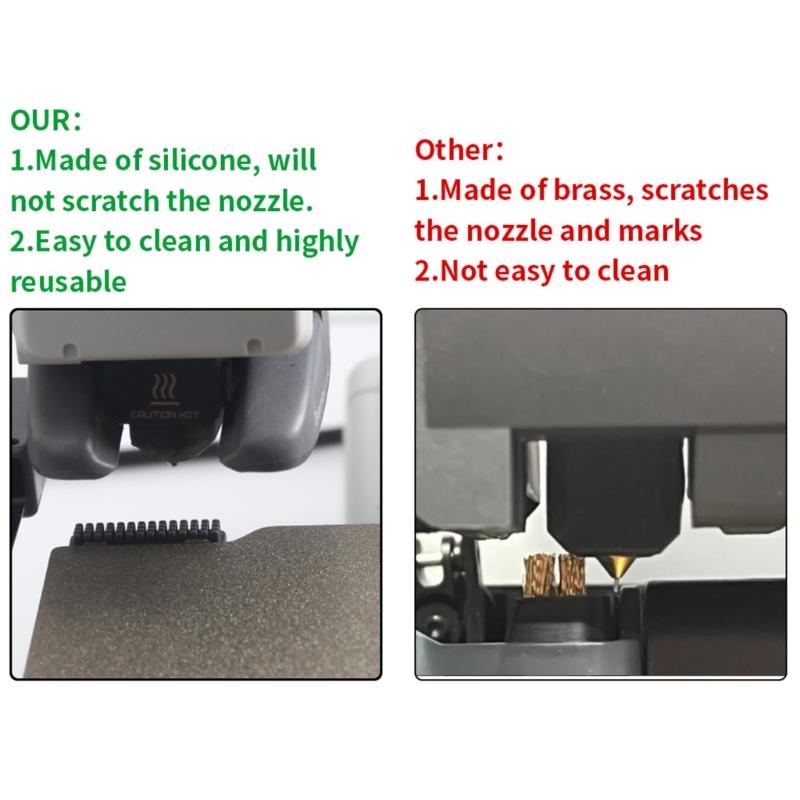 3D Printer Nozzle Cleaning Brush Soft Silicone Easy to Use for 3D Printer Thoroughly Removes