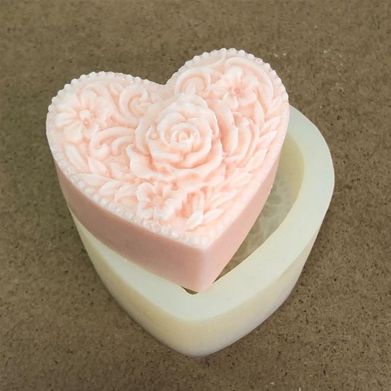 3D Love Heart Rose Silikon Flexibilní potravinářská forma Jílová pryskyřice Keramika Candy Fondant Candy Čokoláda Forma na mýdlo