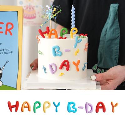 10Pcs/Set Colorful Birthday Happy Letter Decor Soft Rubber Cake Decoration Candy Color Cake Topper Children Party Supplies