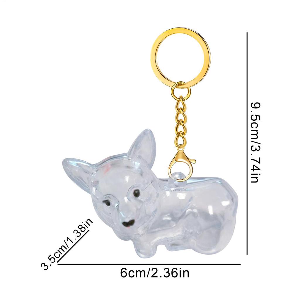 Cute Dog Hair Keychain Corgi Hair Storage Pendant Couple Car Key Chains Jewelry Souvenir Collection Gift Decor Dog Accessories