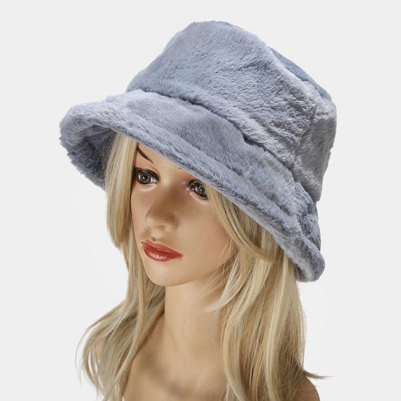 Minimalistický rybářský klobouk z umělé králičí kožešiny - Podzim/Zima Teplý plyšový design pro venkovní nošení