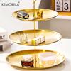 2/3 Layer Stainless Steel Cake Stand Fruit Tray Restaurant Detachable Dessert Rack Gold Silver Fruit Plate Snack Candy Tray