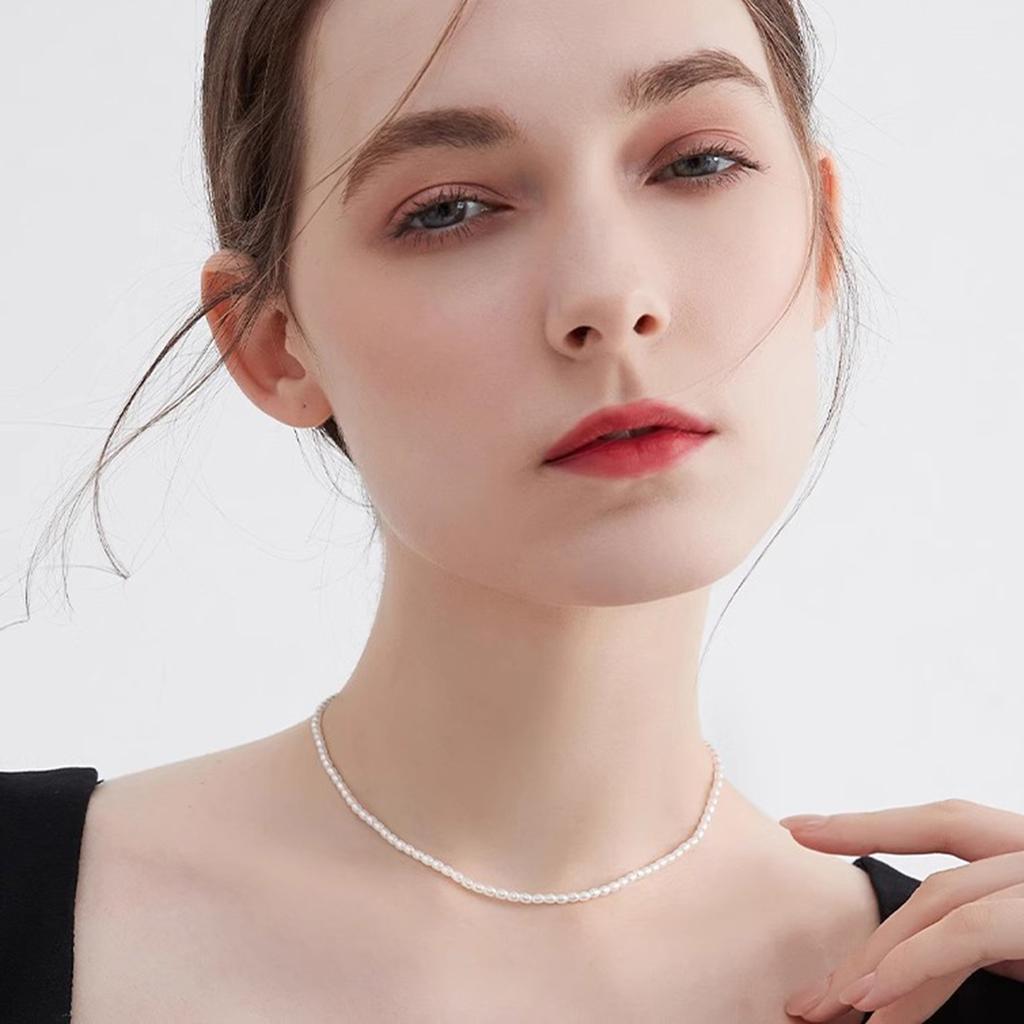 Small Imitation Pearl Necklace, New Popular Plain Chain, Exquisite Neck Chain, Collarbone Chain.