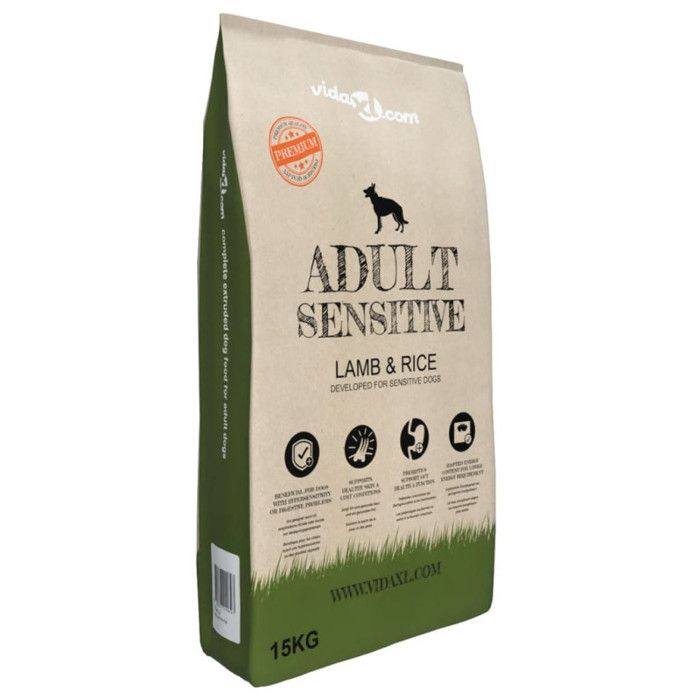 VidaXL Nourriture sèche pour chiens Adult Sensitive Lamb &amp; Rice 15 kg 170491