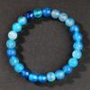 Festive Gifts Blue Striped Agate Beaded Bracelet Cool Fashion Jewelry For Men Women Daily Wear Gift