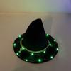 Schwarzer LED-Hexenhut Spitzes Design Gotischer Leuchtender Zaubererhut Breiter Rand Batteriebetrieben Cosplay-Hut Halloween-Party