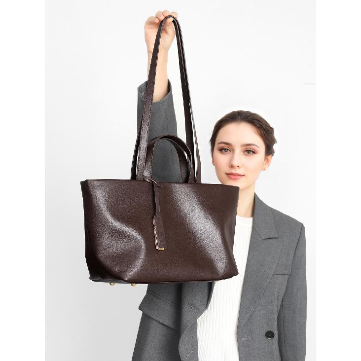 New Genuine Leather Ladies' Bags Underarm Shoulder Cowhide Tote Bag Niche Crossbody Retro Soft Leather Large Capacity Bag