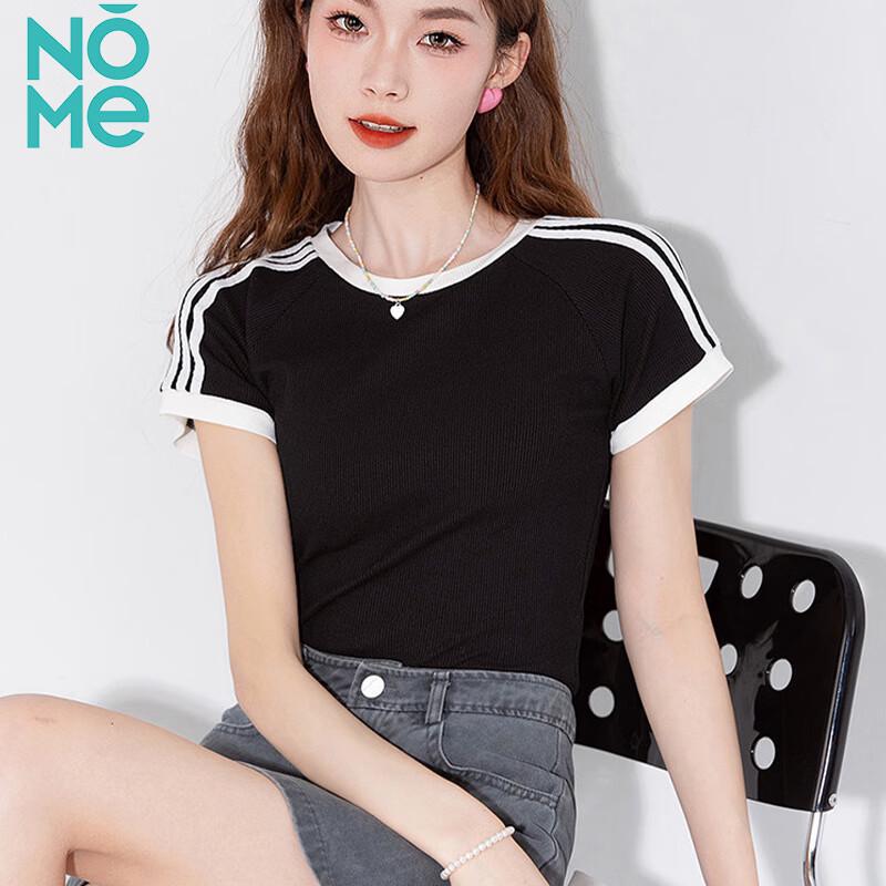 NOME Women's Striped Slim Fit Short Sleeve T-Shirt