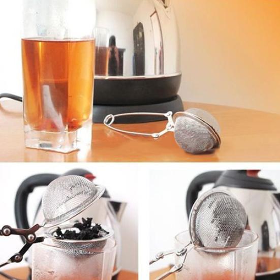 Stainless Steel Spoon Tea Leaves Herb Mesh Ball Infuser Filter Squeeze Strainer