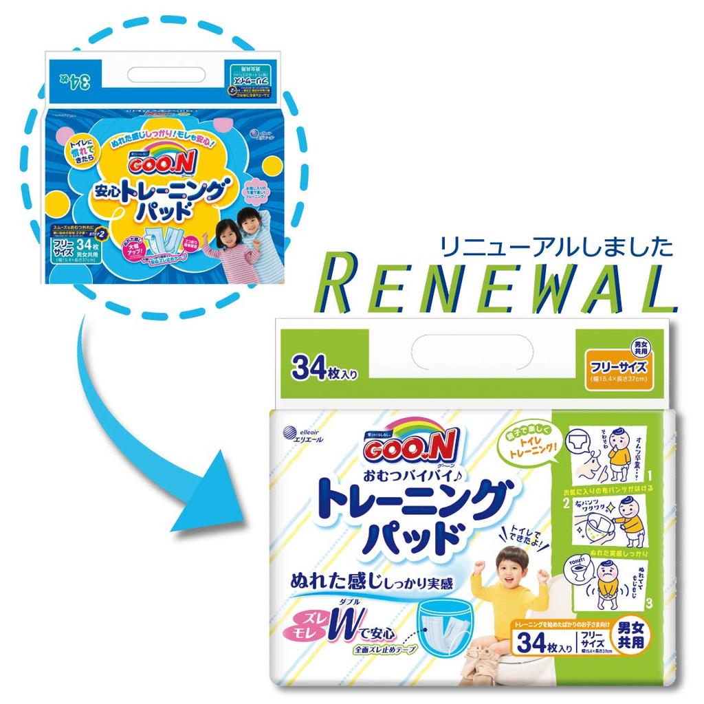 Goon Anshin Training Pads, One Size Fits All, 34 Pads, 37cm